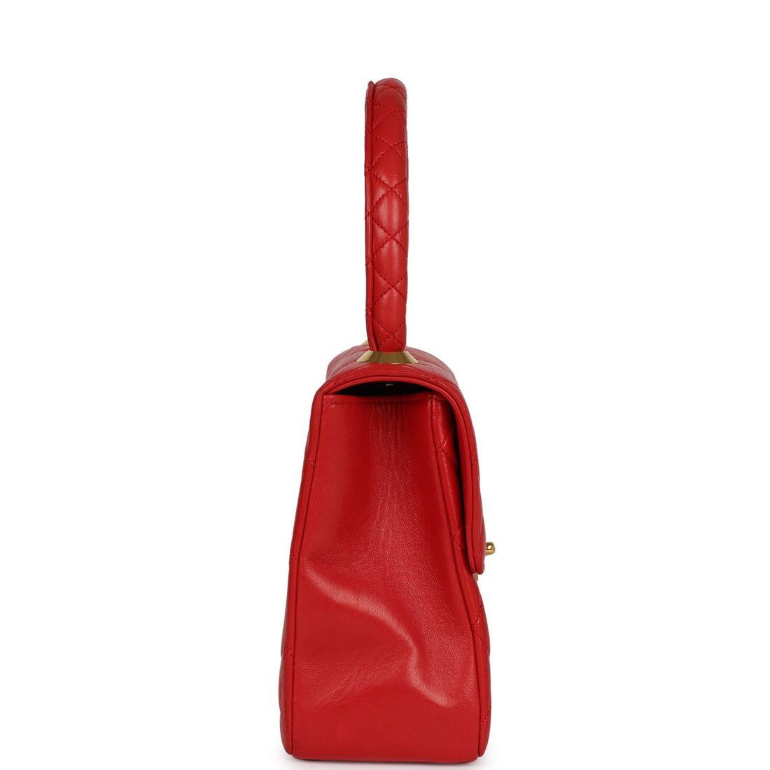 Chanel   Top Handle Flap Red Lambskin Gold Hardware