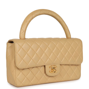 Chanel   Kelly Parent Flap Bag Beige Lambskin Gold Hardware