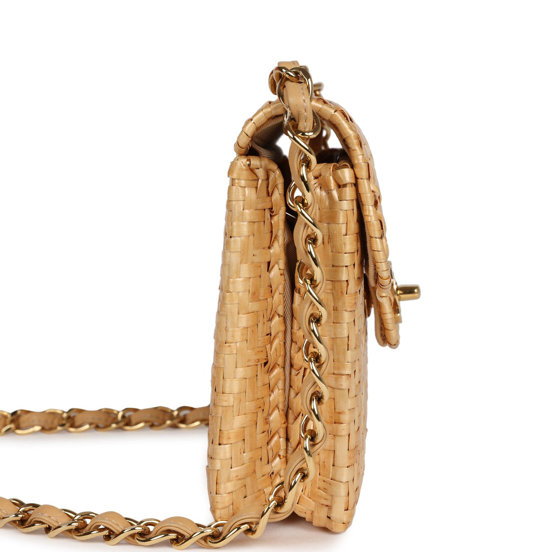 Chanel   Mini Flap Bag Natural Wicker Gold Hardware