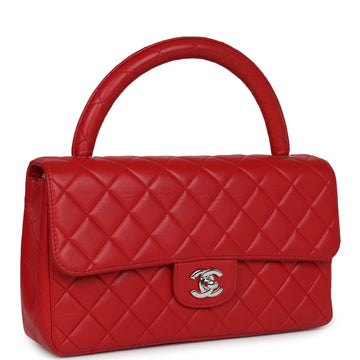 Chanel   Kelly Parent Flap Bag Red Lambskin Silver Hardware