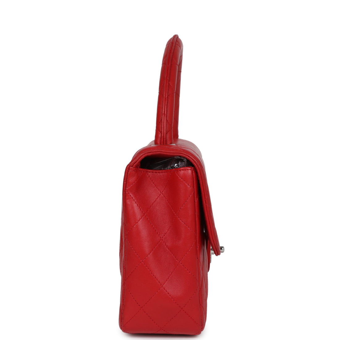 Chanel   Kelly Parent Flap Bag Red Lambskin Silver Hardware