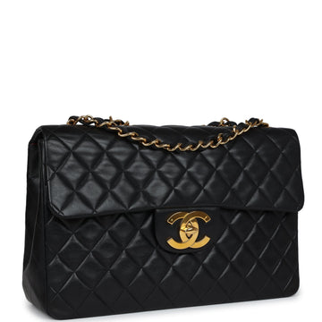 Chanel   XL Jumbo Flap Bag Black Lambskin Gold Hardware