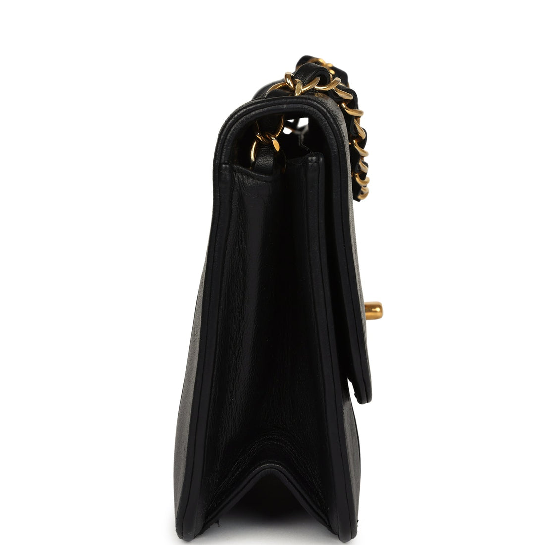 Chanel   Vertical Border Flap Bag Black Linen and Lambskin Gold Hardware