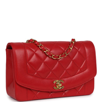 Chanel   Small Diana Flap Bag Red Lambskin Gold Hardware