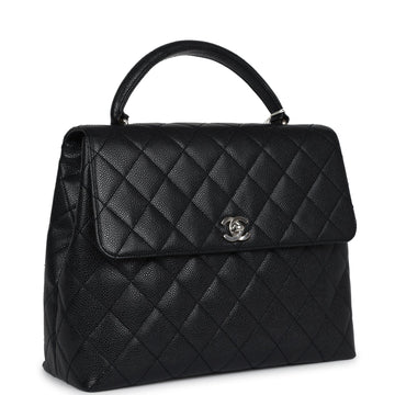 Chanel   Kelly Flap Bag Black Caviar Silver Hardware