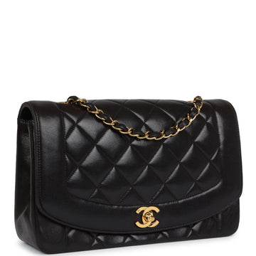 Chanel   Medium Diana Flap Bag Black Lambskin Gold Hardware