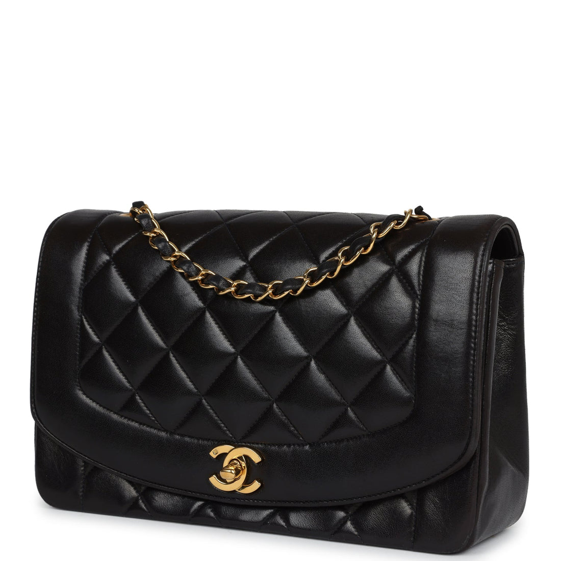 Chanel   Medium Diana Flap Bag Black Lambskin Gold Hardware