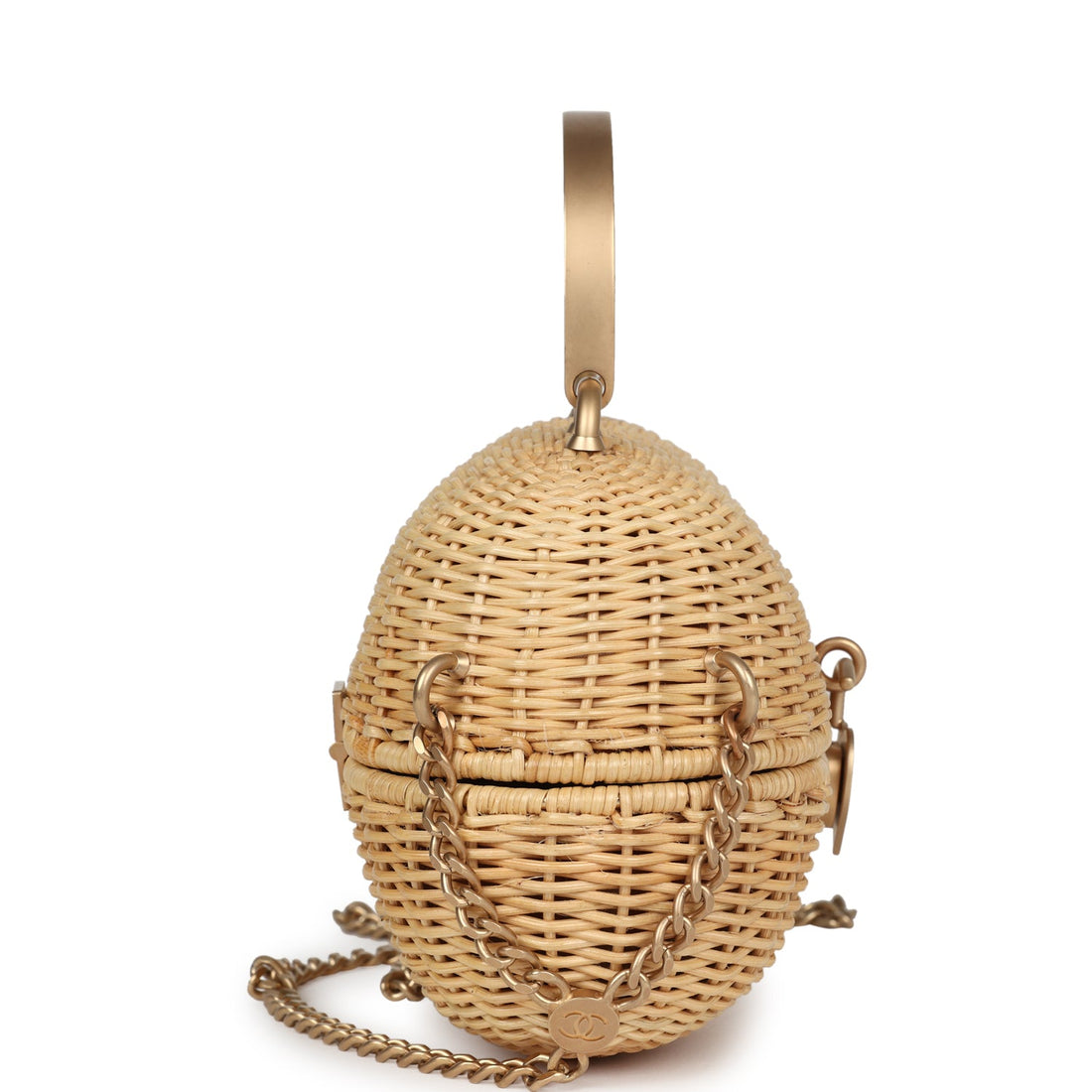 Chanel   Small Heart Lock Basket Bag Natural Wicker Brushed Gold Hardware