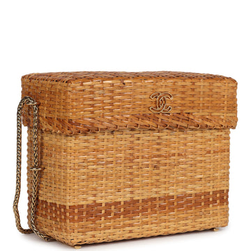 Chanel   Small Picnic Basket Bag Natural Wicker Gold Hardware
