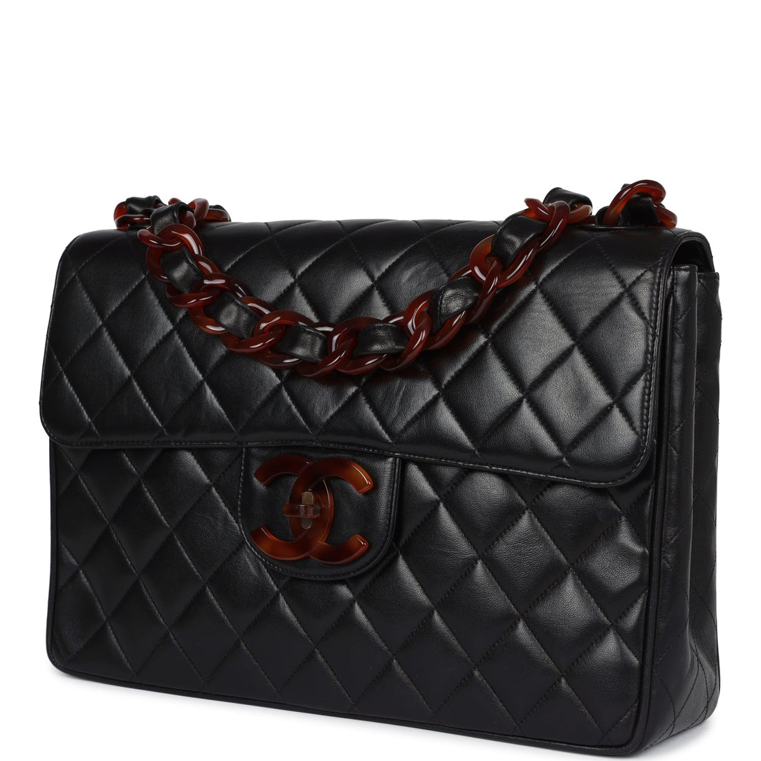 Chanel   Jumbo Single Flap Bag Black Lambskin Tortoiseshell Hardware