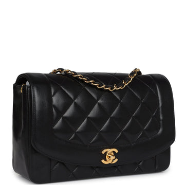 Chanel   Medium Diana Flap Bag Black Lambskin Gold Hardware