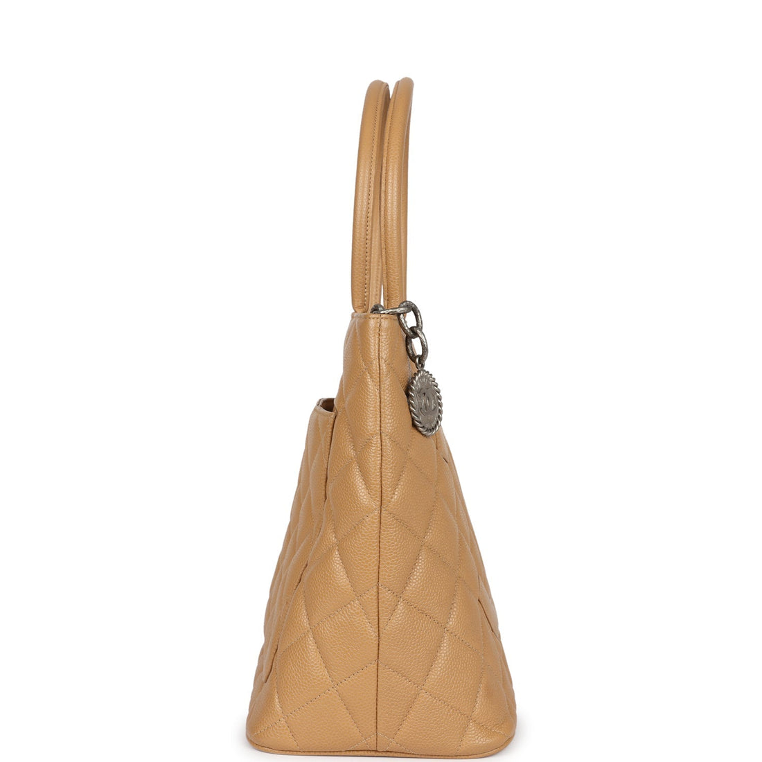 Chanel   Medallion Tote Bag Beige Caviar Silver Hardware