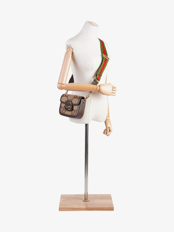 Gucci  Horsebit 1955 Beige And Jumbo Jumbo GG Canvas Mini