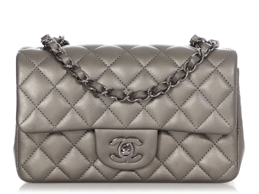Chanel Mini Ruthenium Quilted Lambskin Rectangular Classic
