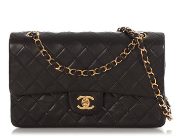 Chanel Medium/Large   Black Quilted Lambskin Classic Double Flap