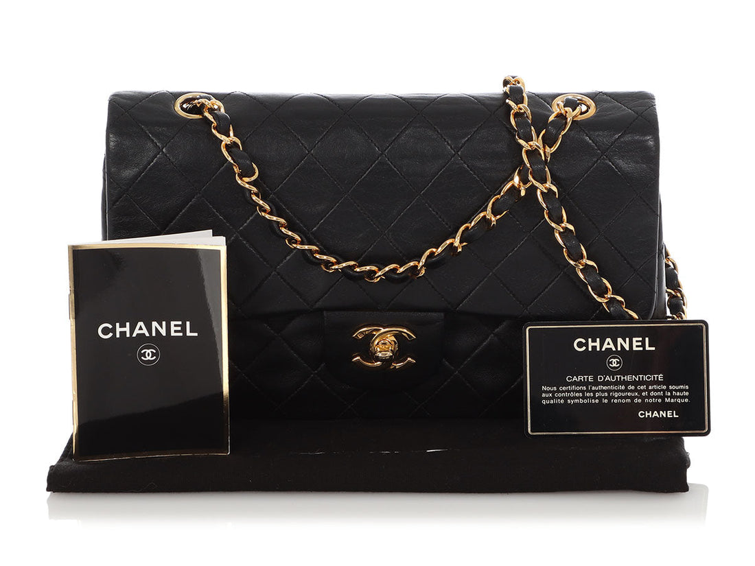 Chanel   Medium/Large Black Quilted Lambskin Classic Double Flap