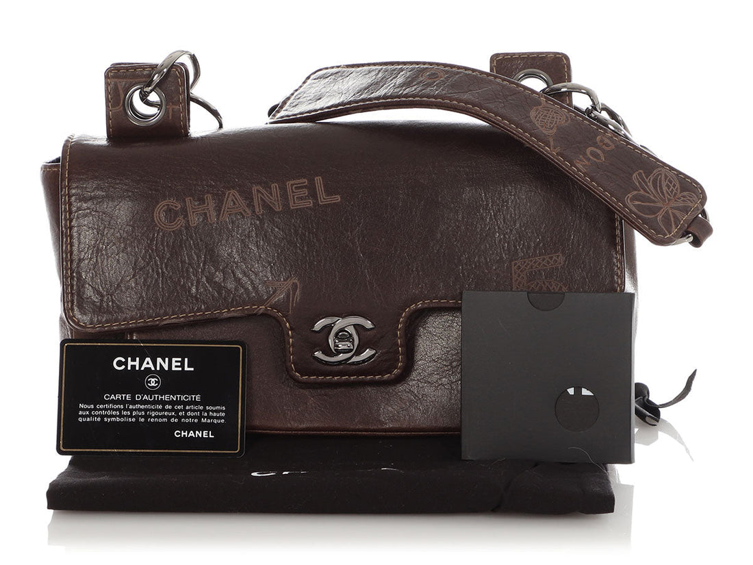 Chanel   Brown Coco Mademoiselle Graffiti Flap