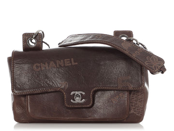 Chanel   Brown Coco Mademoiselle Graffiti Flap