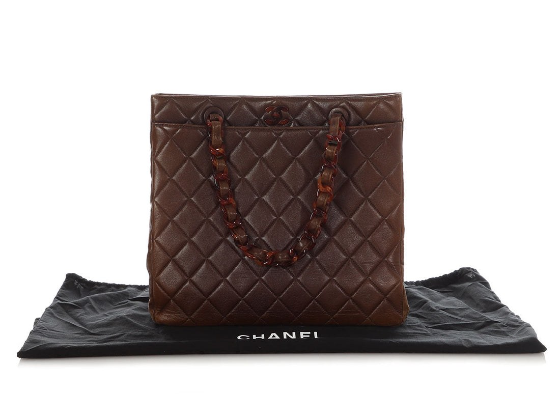Chanel   Brown Quilted Lambskin Tote
