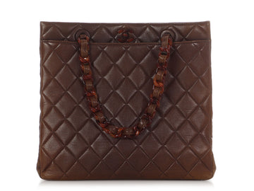 Chanel   Brown Quilted Lambskin Tote