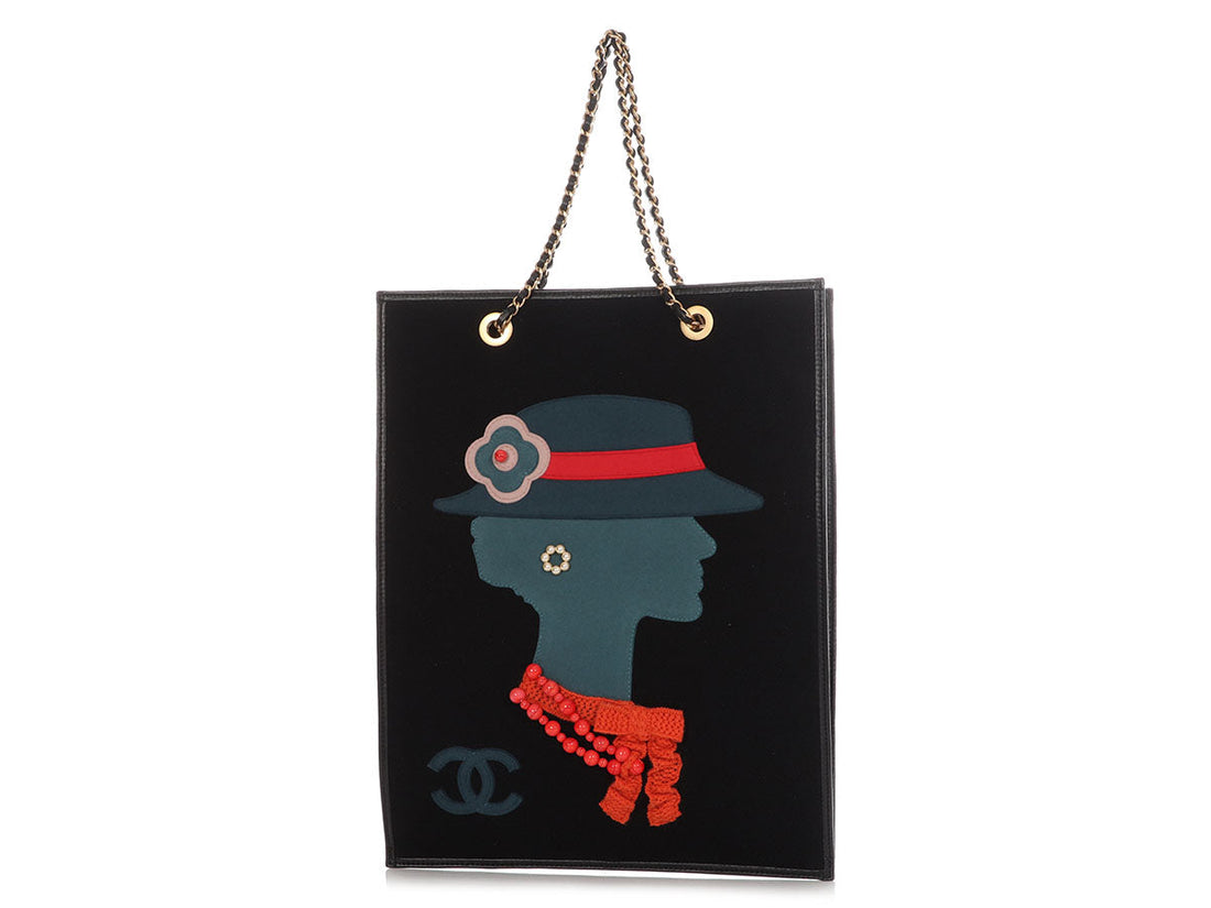 Chanel   Black Wool Coco Silhouette Tote