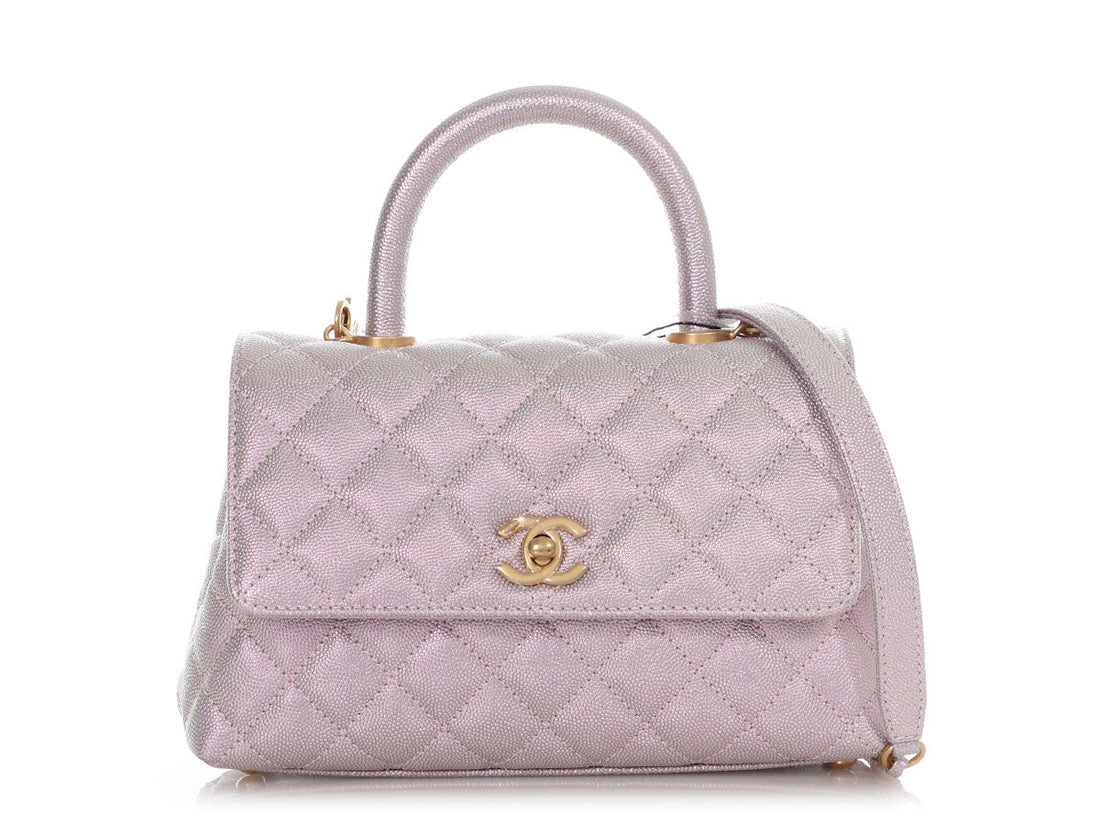 Chanel Mini Iridescent Lilac Caviar Coco Handle