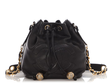 Chanel   Small Black Caviar Drawstring Bucket Bag