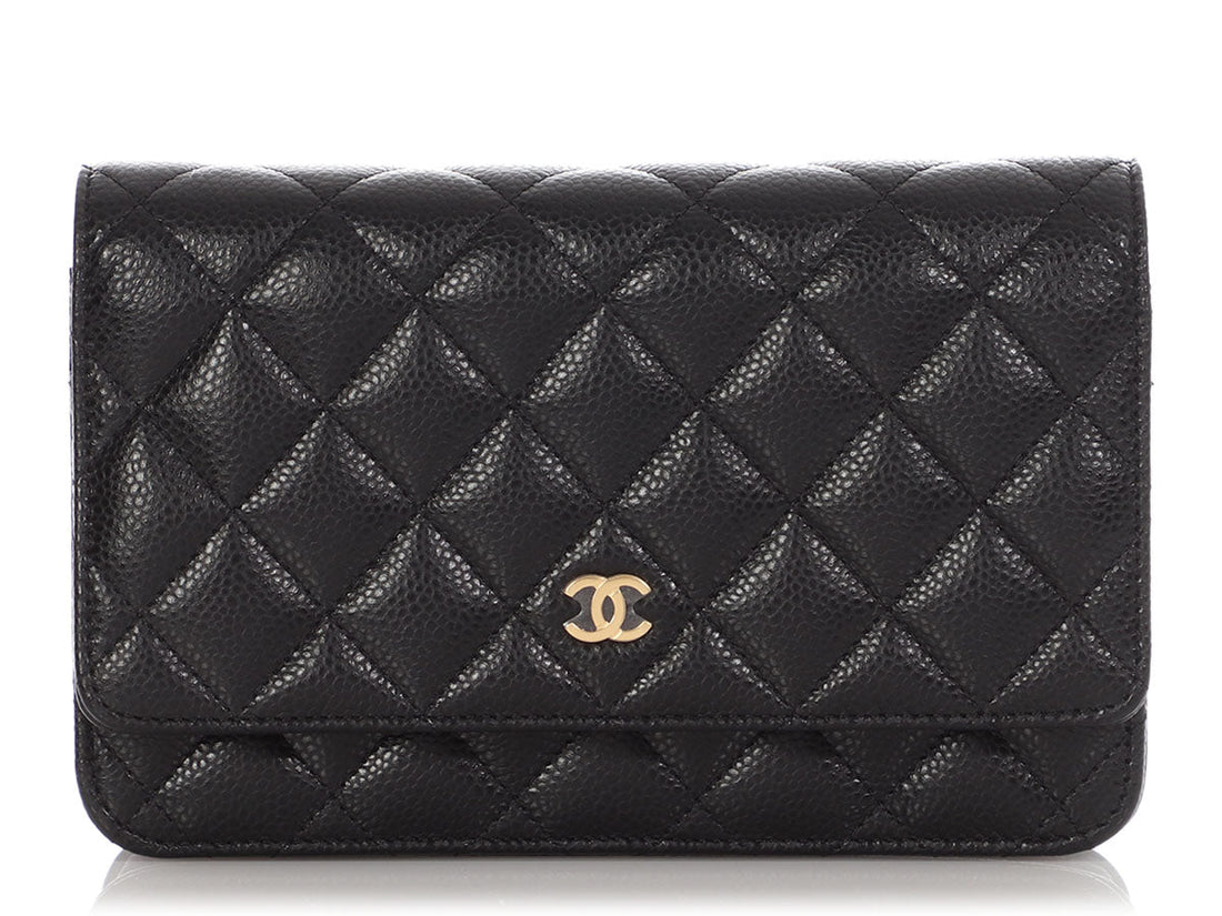 Chanel Black Quilted Caviar Wallet On Chain WOC