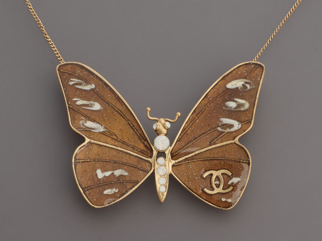 Chanel Mauve Butterfly Pendant Necklace