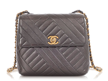 Chanel   Mini Pewter Quilted Lambskin Flap