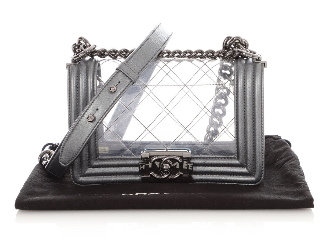 Chanel Small Silver PVC Boy Bag