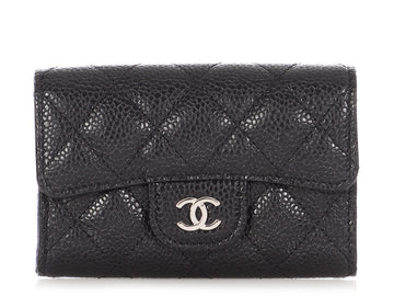Chanel Black Quilted Caviar Classic  Holder