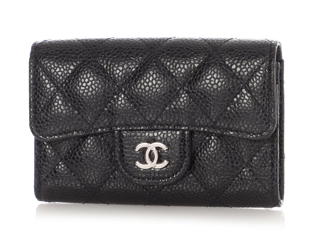Chanel Black Quilted Caviar Classic  Holder