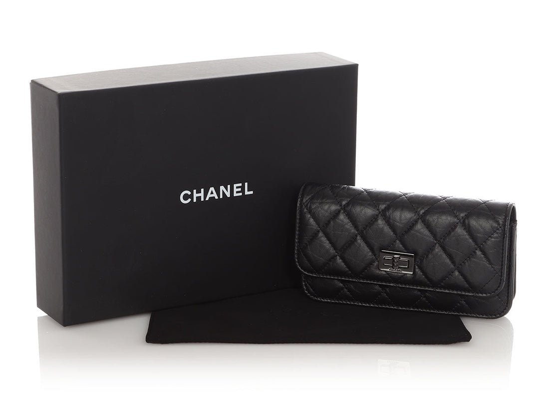 Chanel So Black Aged Quilted Calfskin Reissue Phone Holder With Chain