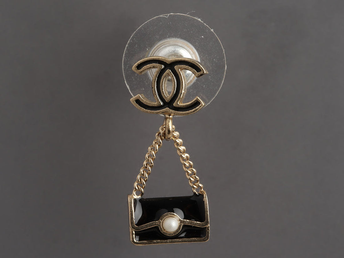 Chanel Tiny Handbag Drop Pierced Earrings
