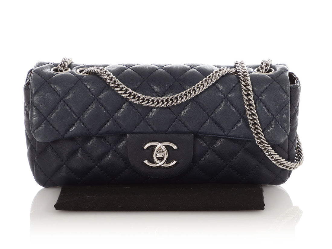Chanel Navy Quilted Puffy Calfskin Flap