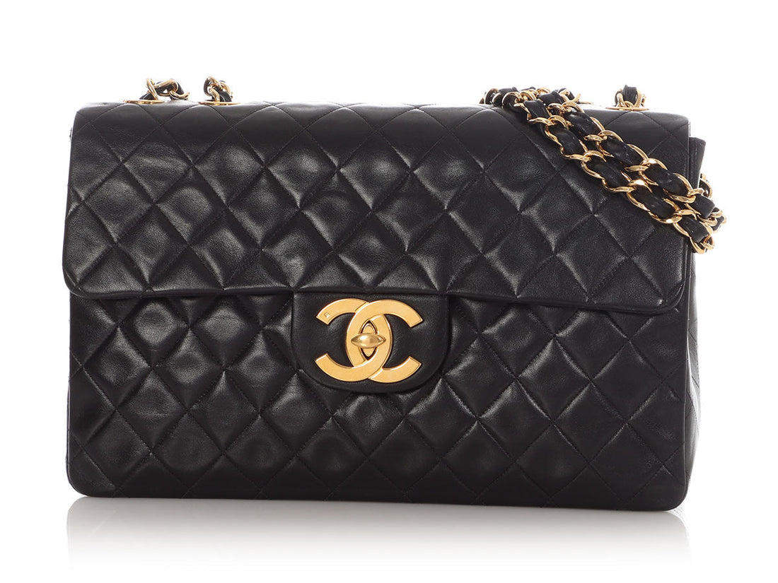 Chanel   Extra Large Black Quilted Lambskin Classic Flap
