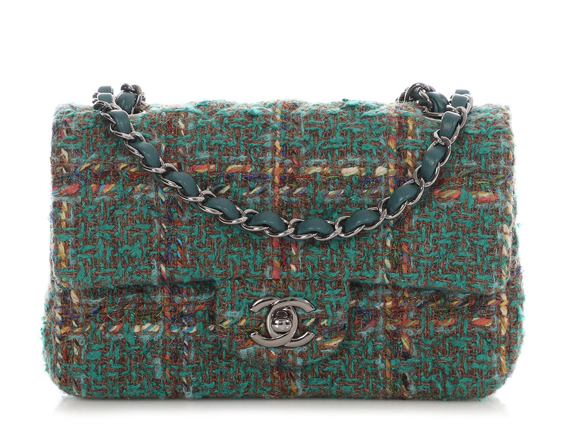 Chanel Mini Green Tweed Classic