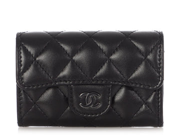Chanel So Black Quilted Lambskin Flap  Holder