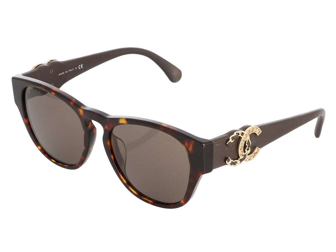Chanel Tortoise Crystal CC Sunglasses