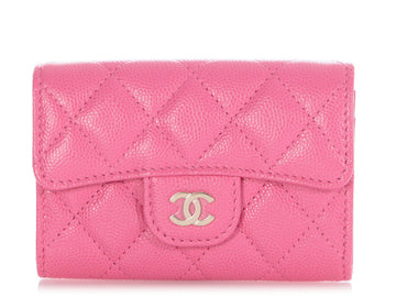 Chanel Pink Quilted Caviar Flap  Case