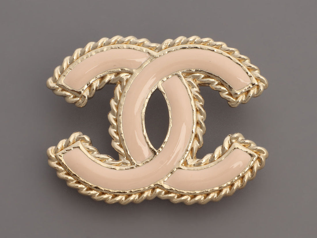 Chanel Medium Light Pink Enamel CC Brooch