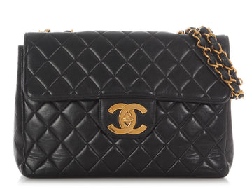 Chanel   Jumbo Black Quilted Lambskin Classic Single Flap