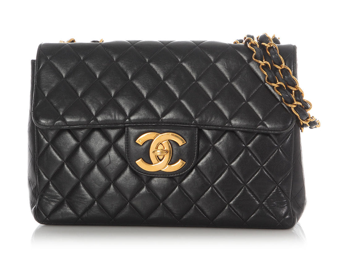 Chanel   Jumbo Black Quilted Lambskin Classic Single Flap