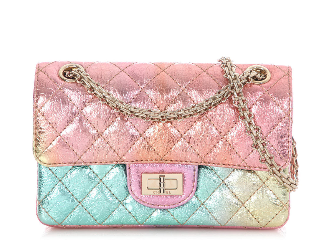 Chanel Mini Rainbow Quilted Metallic Calfskin Reissue