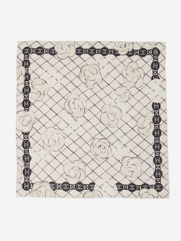 CHANEL CC CAMELLIA SQUARE SILK SCARF