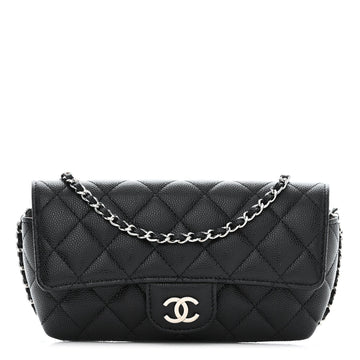 CHANEL CAVIAR QUILTED GLASSES CELL PHONE CASE WITH CHAIN