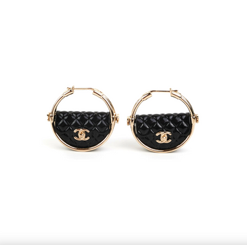 CHANEL CC CRUISE COLLECTION QUILTED FLAP BAG HOOP EARRINGS