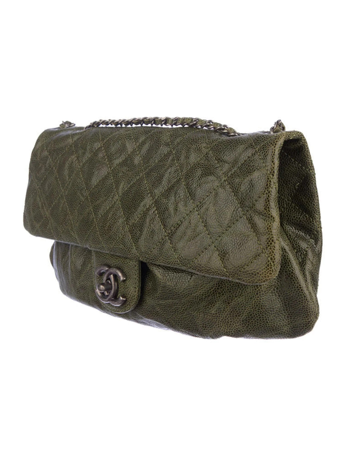 CHANEL   CAVIAR CRUMPLED LEATHER MED CC CRAVE FLAP BAG