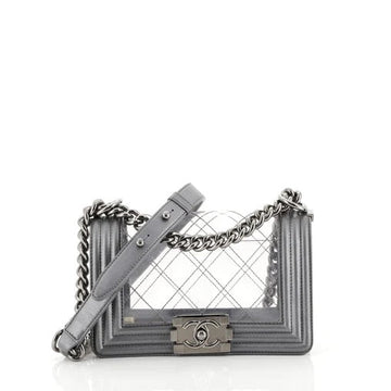 CHANEL METALLIC LAMBSKIN PVC QUILTED SMALL BOY BAG